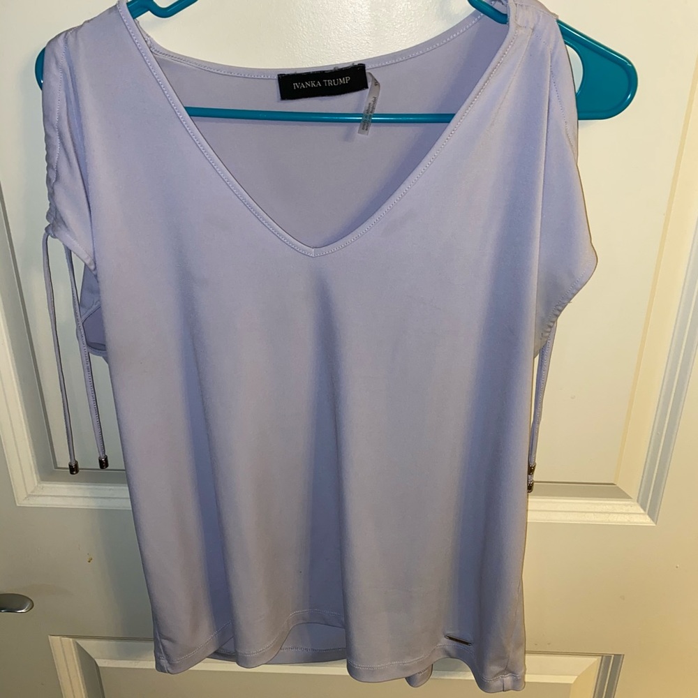 Purple short sleeve with tie accessory